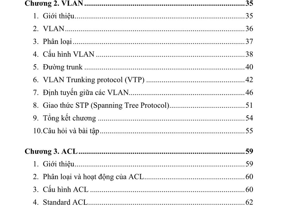 Mục lục giáo trình mạng