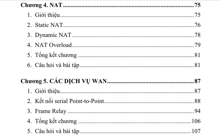 Mục lục giáo trình mạng